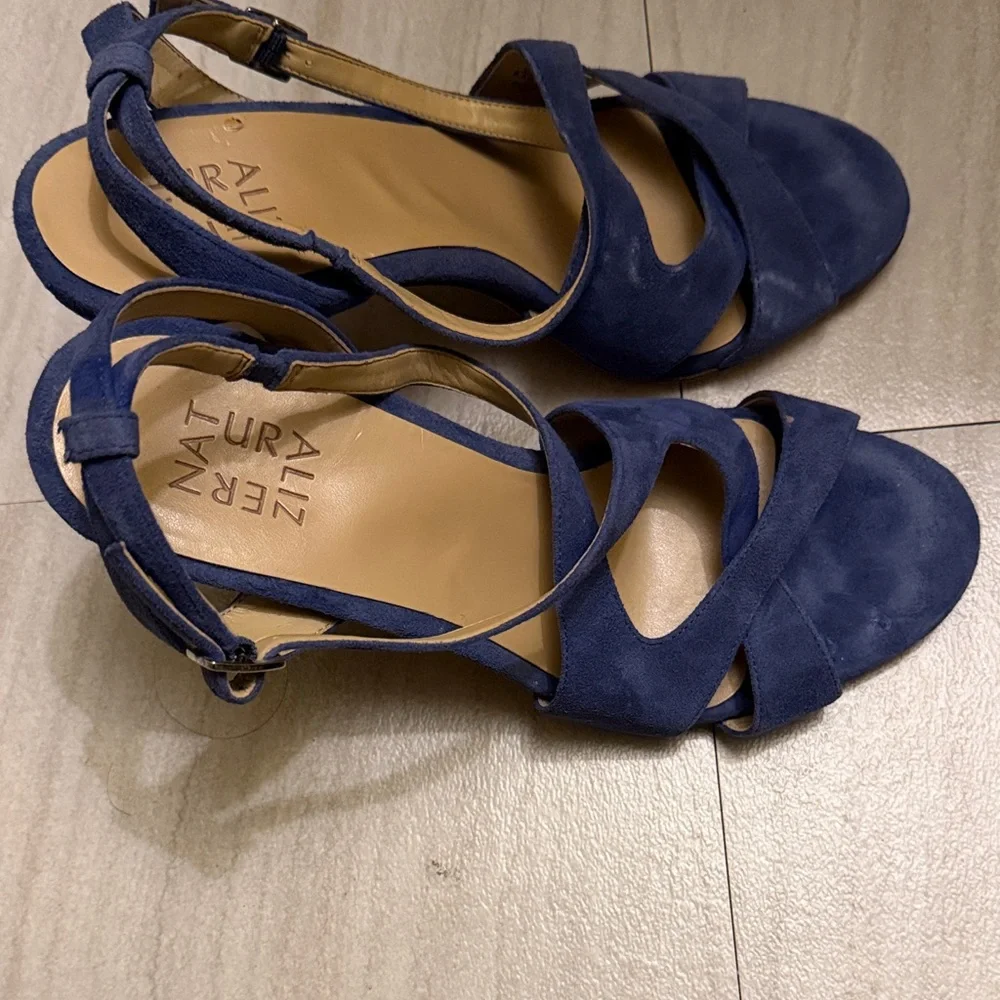 Zara Dark Blue Suede Sandals - Picture 2 of 4